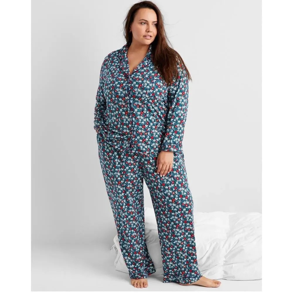 State of Day Womens 3X Refresh Rest Notched Pajama Set Whimsical Floral $79 706